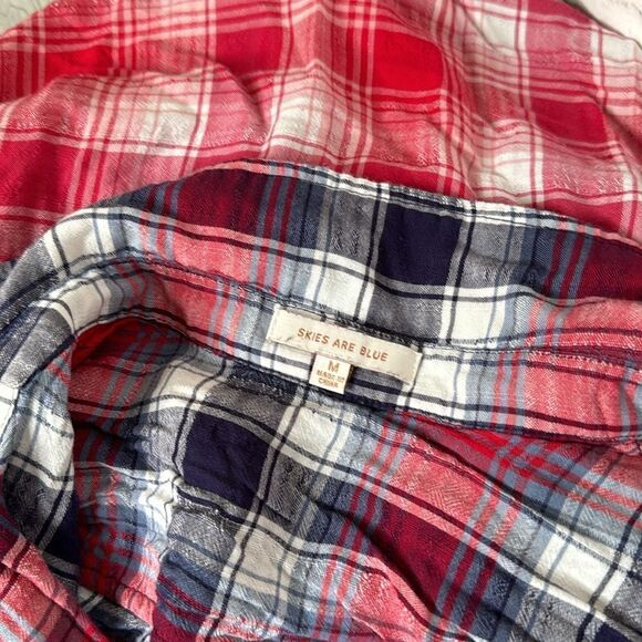 Skies Are Blue Stitch Fix Ombre Button Down Flannel Shirt Plaid Medium - Picture 5 of 5